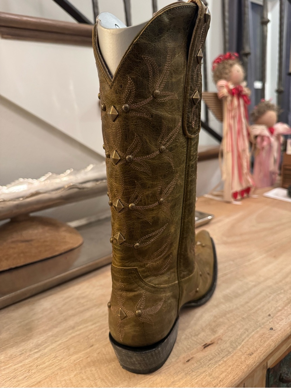 Old Gringo Olive Polostud 13" Cowboy Boots - Picture 4 of 15